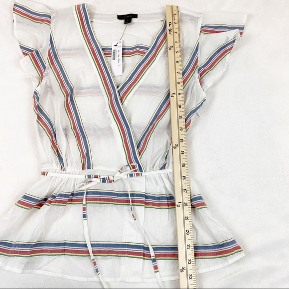 J Crew Flutter Sleeve Striped Wrap top - Picture 4 of 10